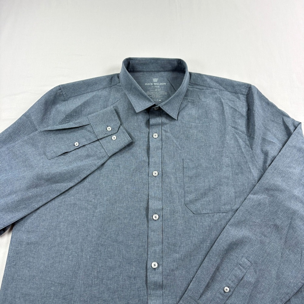 Mack Weldon Shirt Mens XL Blue Seawool Blend Performance Button Up Stretch